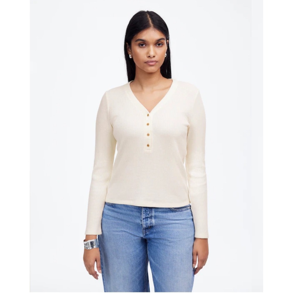 Madewell Brushed Long-Sleeve Henley‎ Size Medium